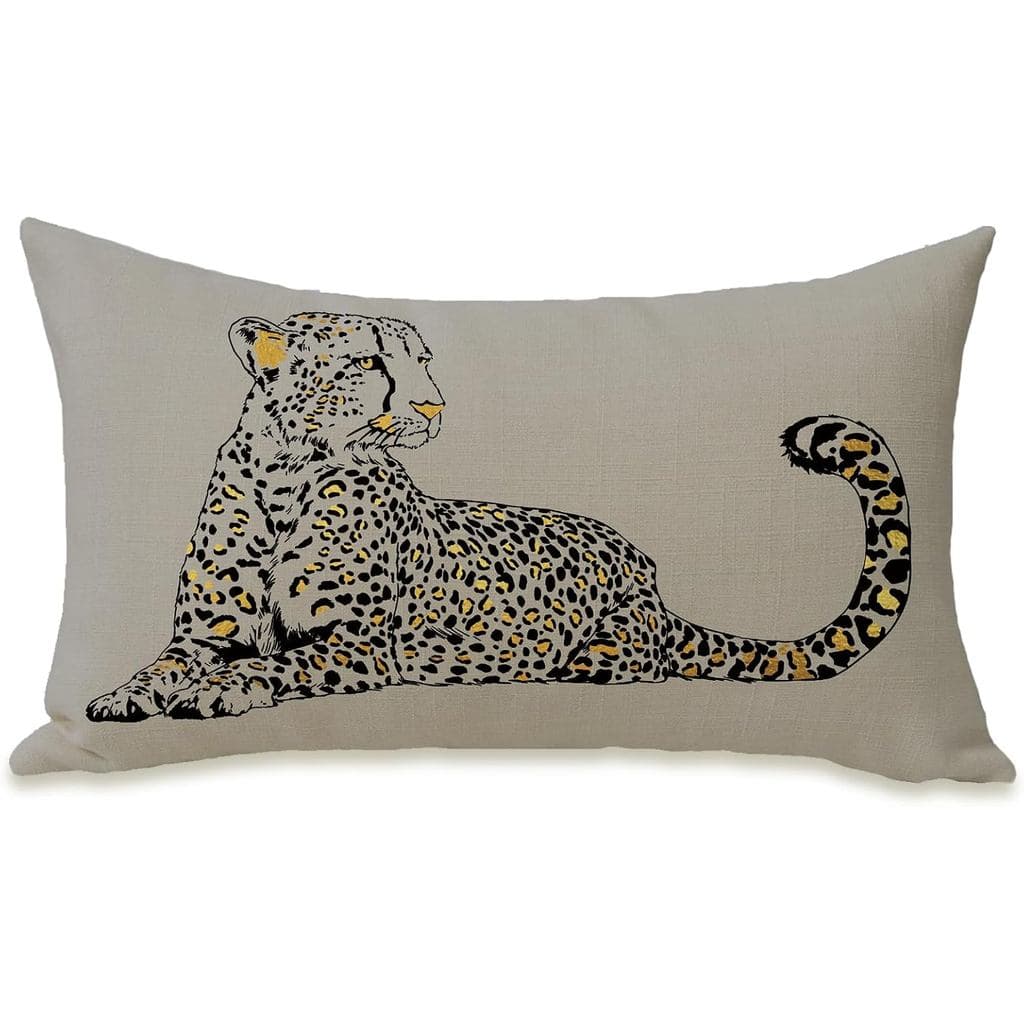 Fahrendom Capa de Almofada Decorativa Retangular Cinza Leopardo 12 x 20, Capa de Almofada para Varanda, Pátio e Exterior