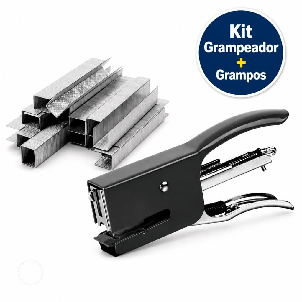 Kit Grampeador Metal 5.000 Grampos 25 Folhas Alicate Escolar Escritório
