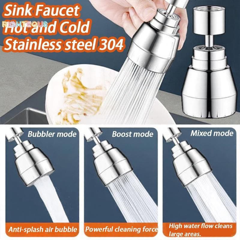 Torneira De Cozinha De Alta Pressão Em Aço Inoxidável 304 Com 3 Modos De Água Flexível 360 ° Instalação Simples Giratóri