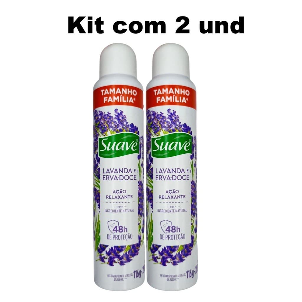KIT COM 2 Desodorante Antitranspirante Suave Lavanda e Erva Doce 200ml