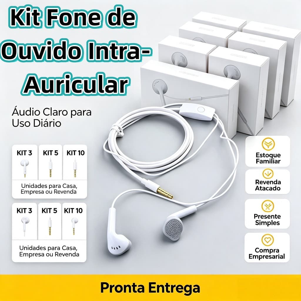 KIT3/5/10Fone P2 HiFi Atacado Revenda Empresa |Microfone Resistente Dia a Dia Esportes | Intra-auricular Isolamento Casa