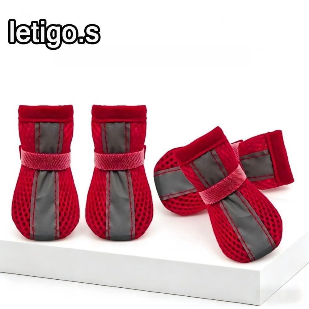 [LETIGO] 4 Pçs/SET Sapatos Para Cães , Botas Respiráveis Antiderrapantes Animais De Estimação , Protetor De Malha Com Al