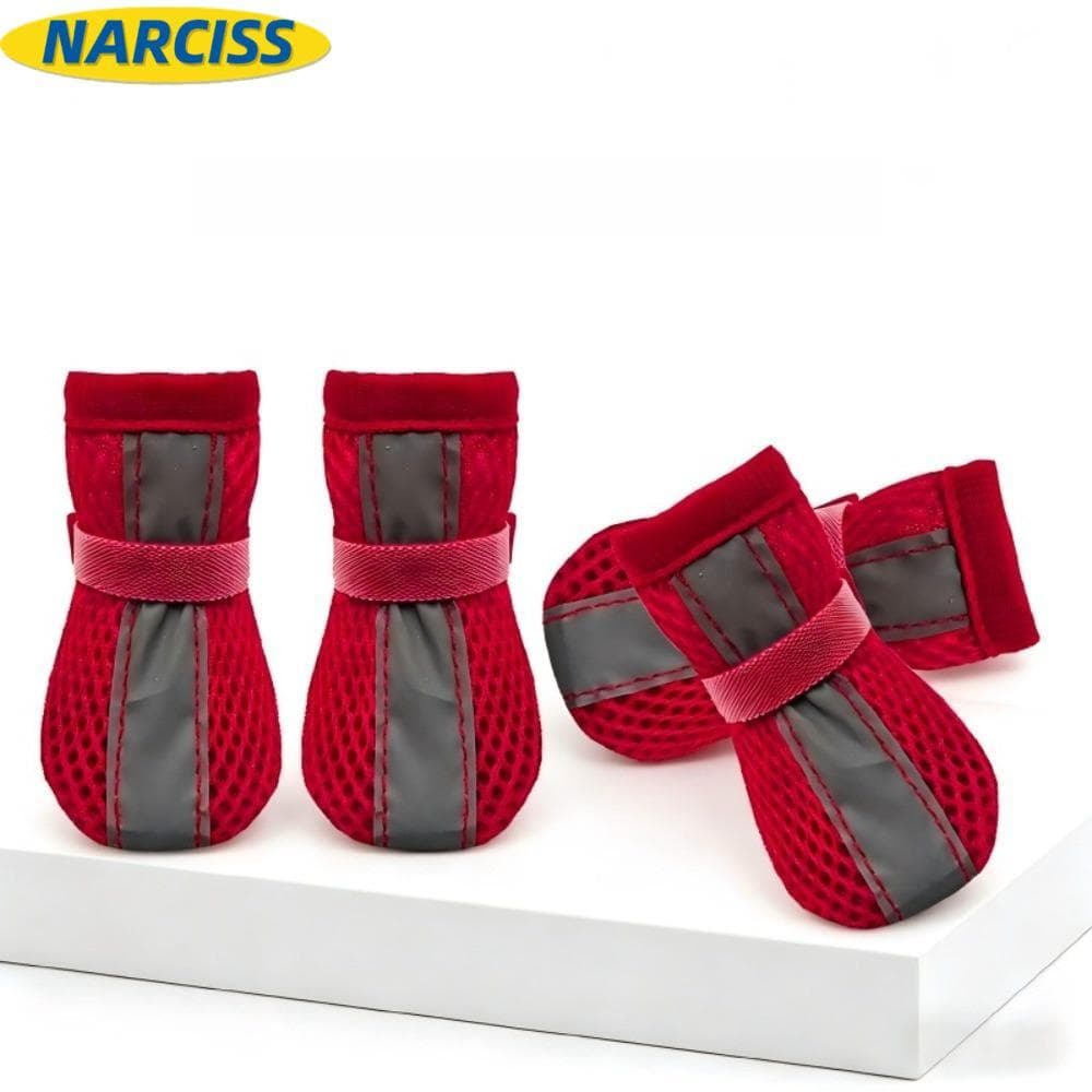 NARCISSUSPW 4 Pçs/SET Botas Para Animais De Estimação , Sapatos De Malha Antiderrapante Cães , Protetor Respirável E Res