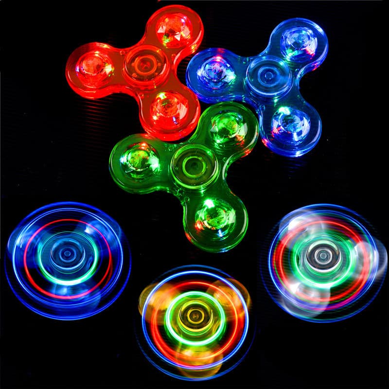 Transparente cristal transparente led luz colorida luminosa Fidget spinner ambientalmente amigável Material pc dedo spin