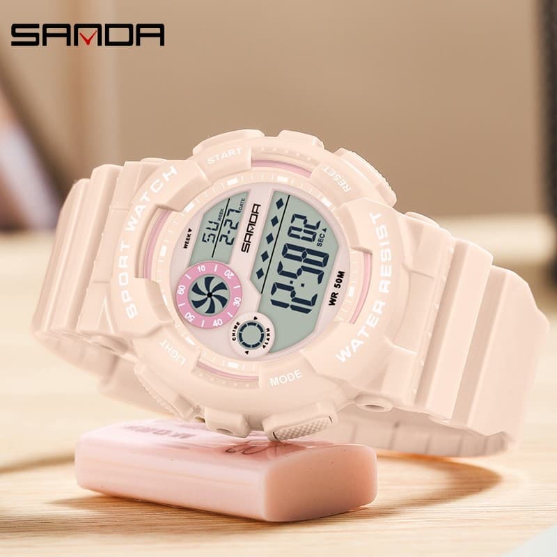 SANDA Sports Relógio Feminino À Prova D 'Água Digital Moda Luxo Display Multifuncional Relógio Masculino