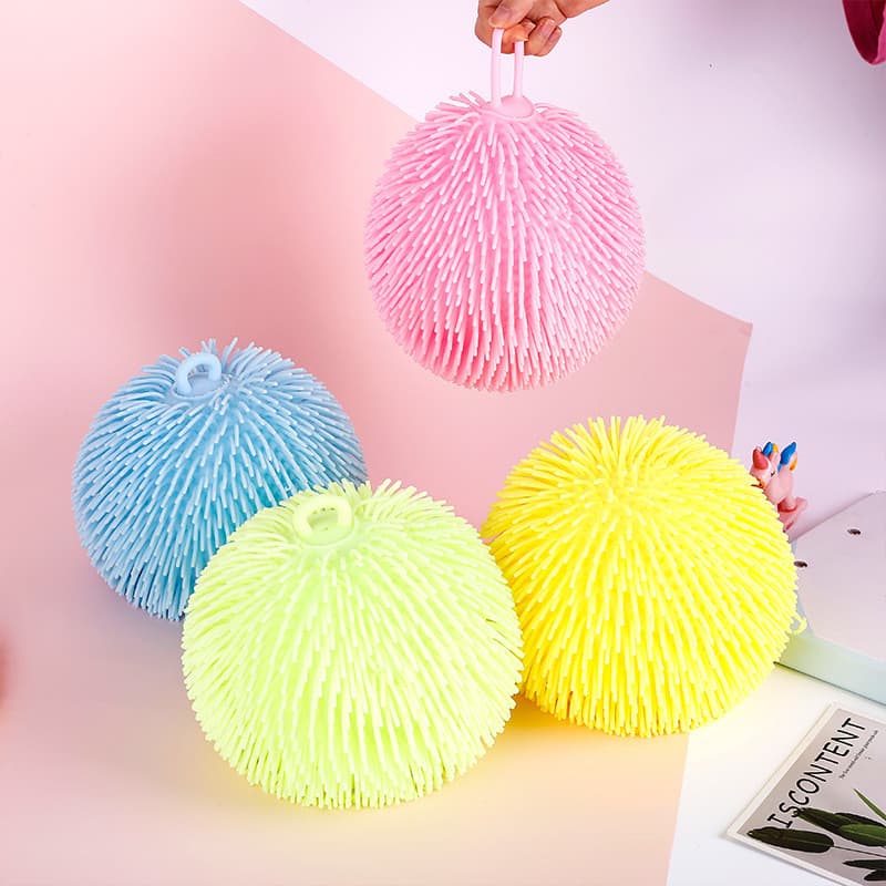 Macarons criativos ventilação influenciador luminoso denso peludo bola de descompressão crianças pitada leitor de música
