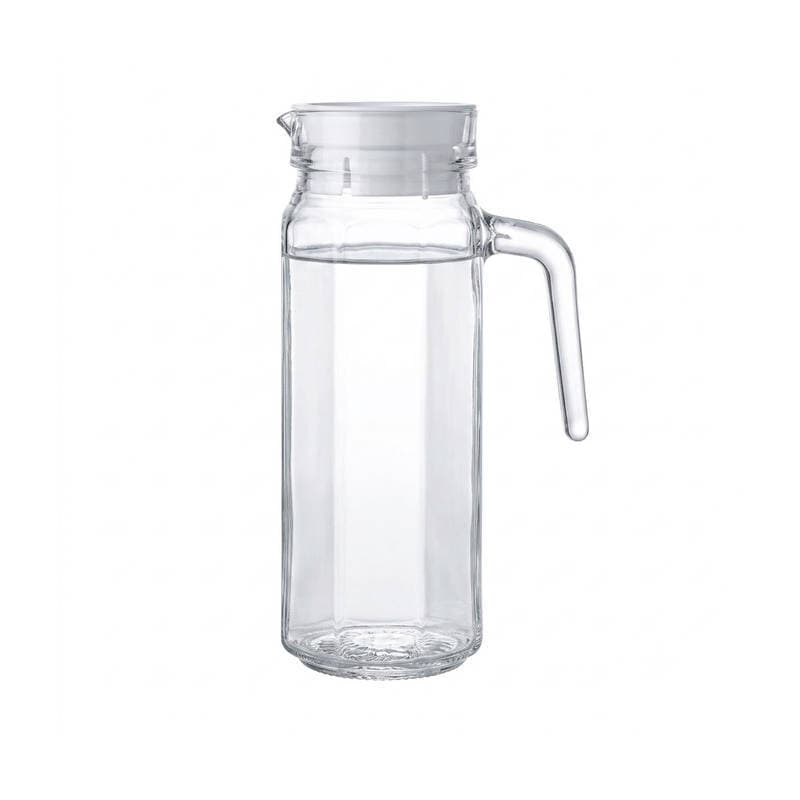 Jarra de Vidro Sextavado com Tampa 01 Litro Clean Redonda