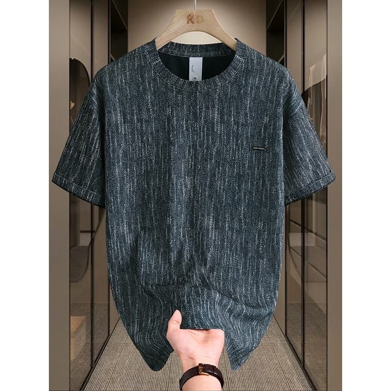 Em torno do pescoço verão topo novo estilo estilo fino 2026 Street Wear masculino de manga curta camiseta solta meia man