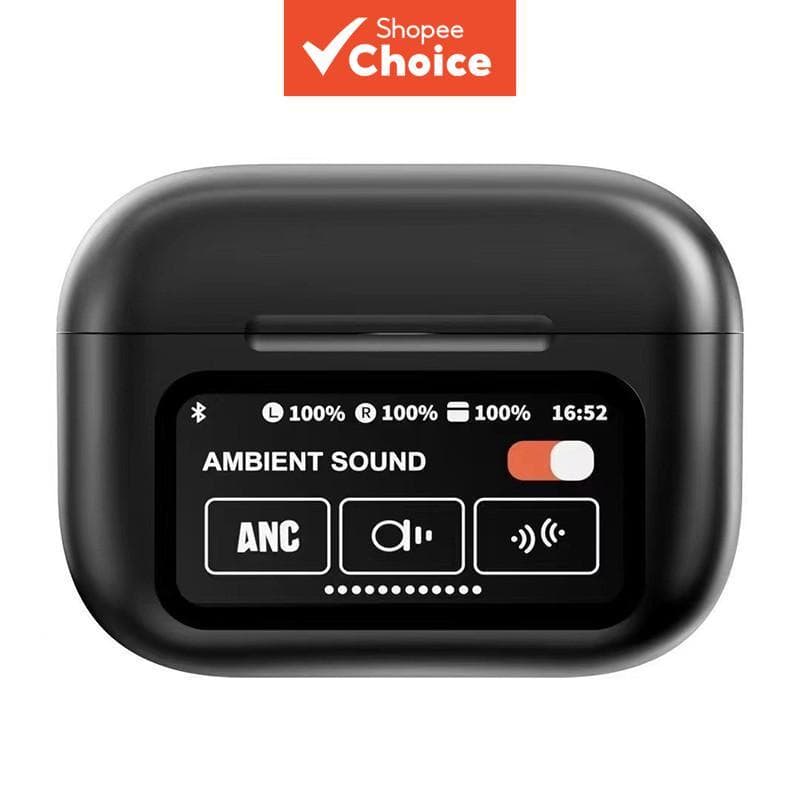 Fones de Ouvido A9 Pro [Somente na Cor Preta] Sem Fio Bluetooth Headsets LCD Smart Color Touch Screen Redução Ativa de