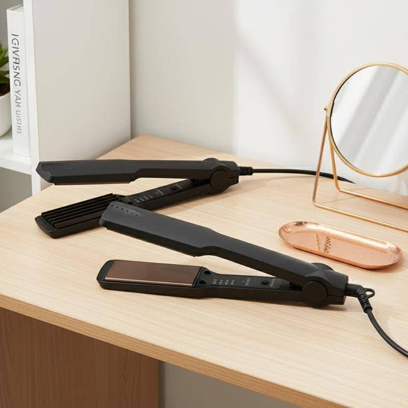 Modelador De Alisador De Cabelo Cerâmico De Grau De Salão 2 Em 1 Placas Onduladas Qui Aquecer Para Estilo Suave Casa E V