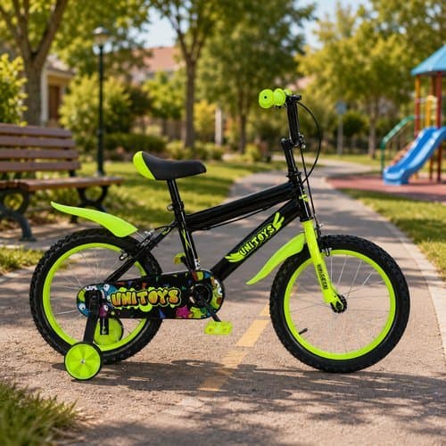 Bike Infantil Aro 16 Reforçada Graffiti Verde Rodinhas Estabilidade Segurança