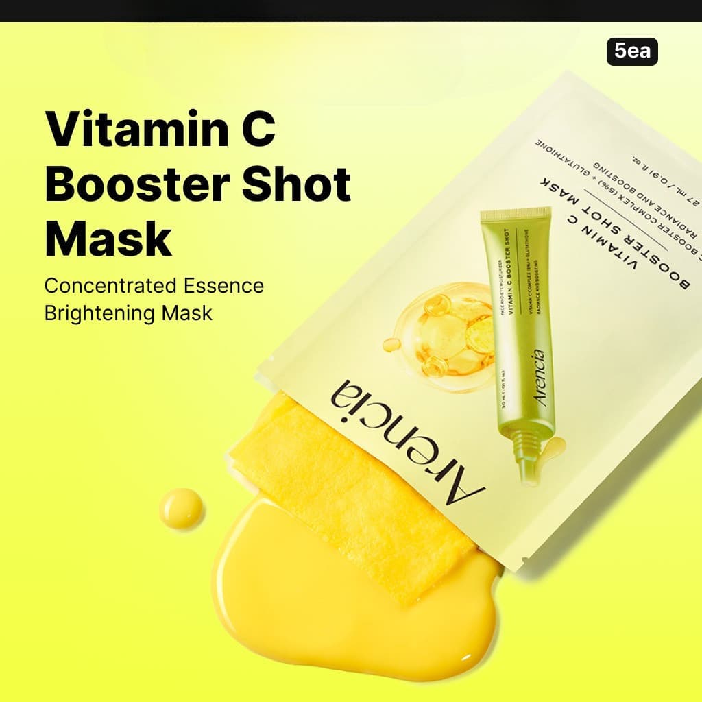 Máscara Essência Iluminadora de Vitamina C 5pcs | Ilumina o tom da pele e reduz a máscara de cuidado de marcas de Acne