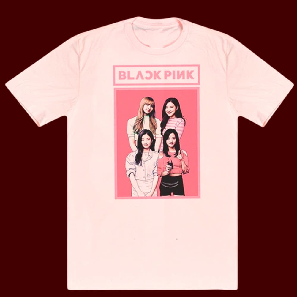 Camiseta Blackpink Black Pink Banda Sul Coreana Jennie Lisa K Pop Camisa 100% Algodão