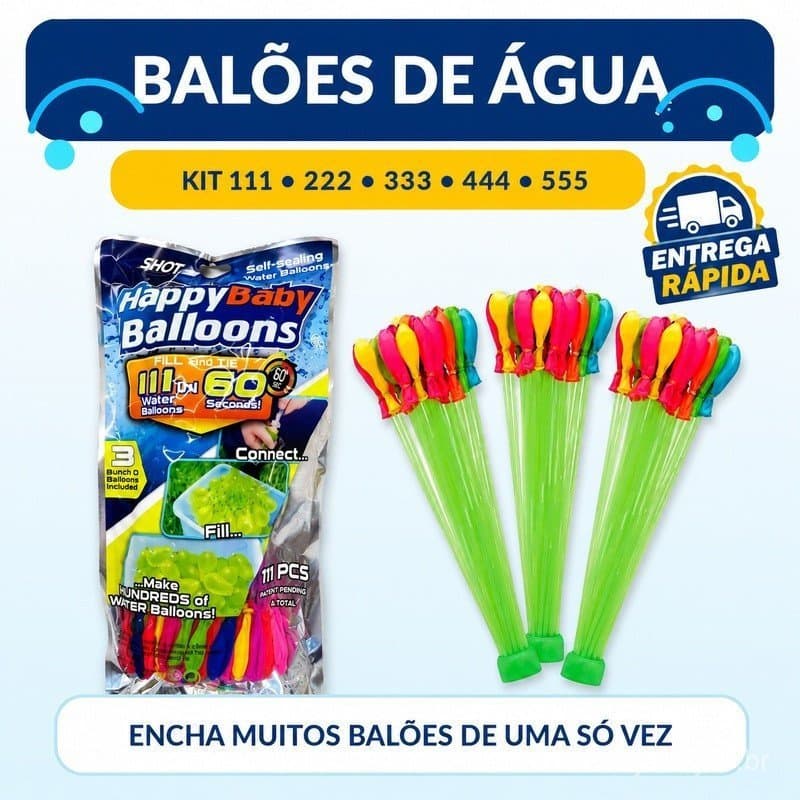 Kit 111/222/333/444/555 Balão De Água Guerra De Bexiga Splash Ball Pacotes com 111 Bexigas Cada