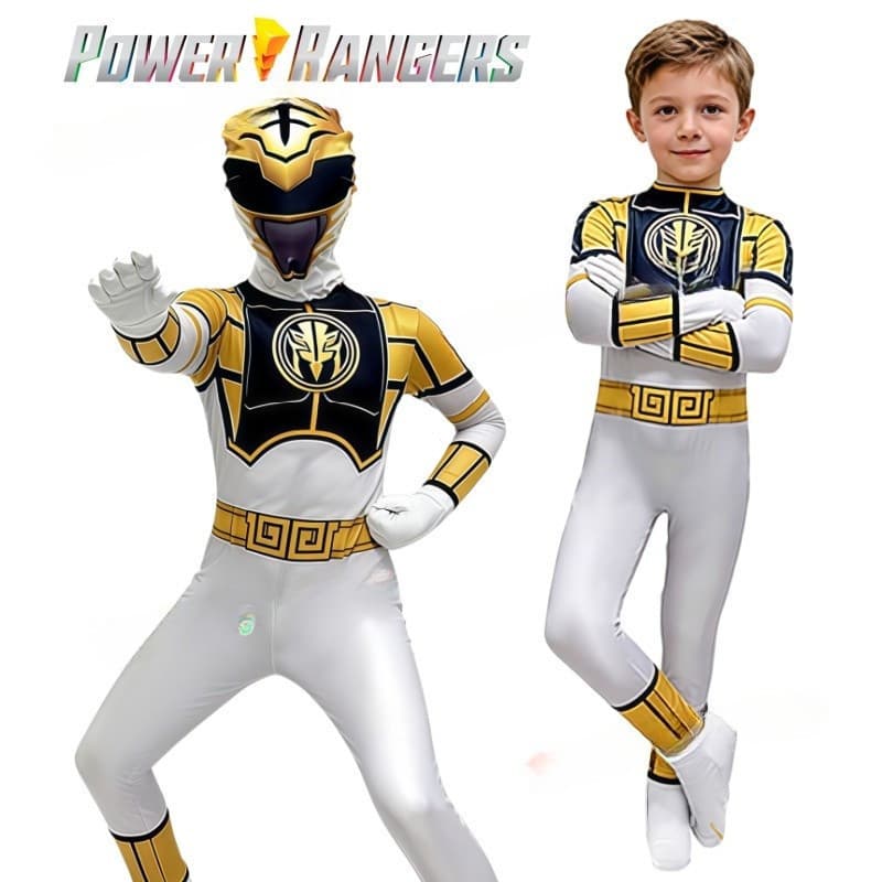 White RANGER Cosplay Anime POWER RANGERS Traje Macacão Branco Festa Carnaval Roupas