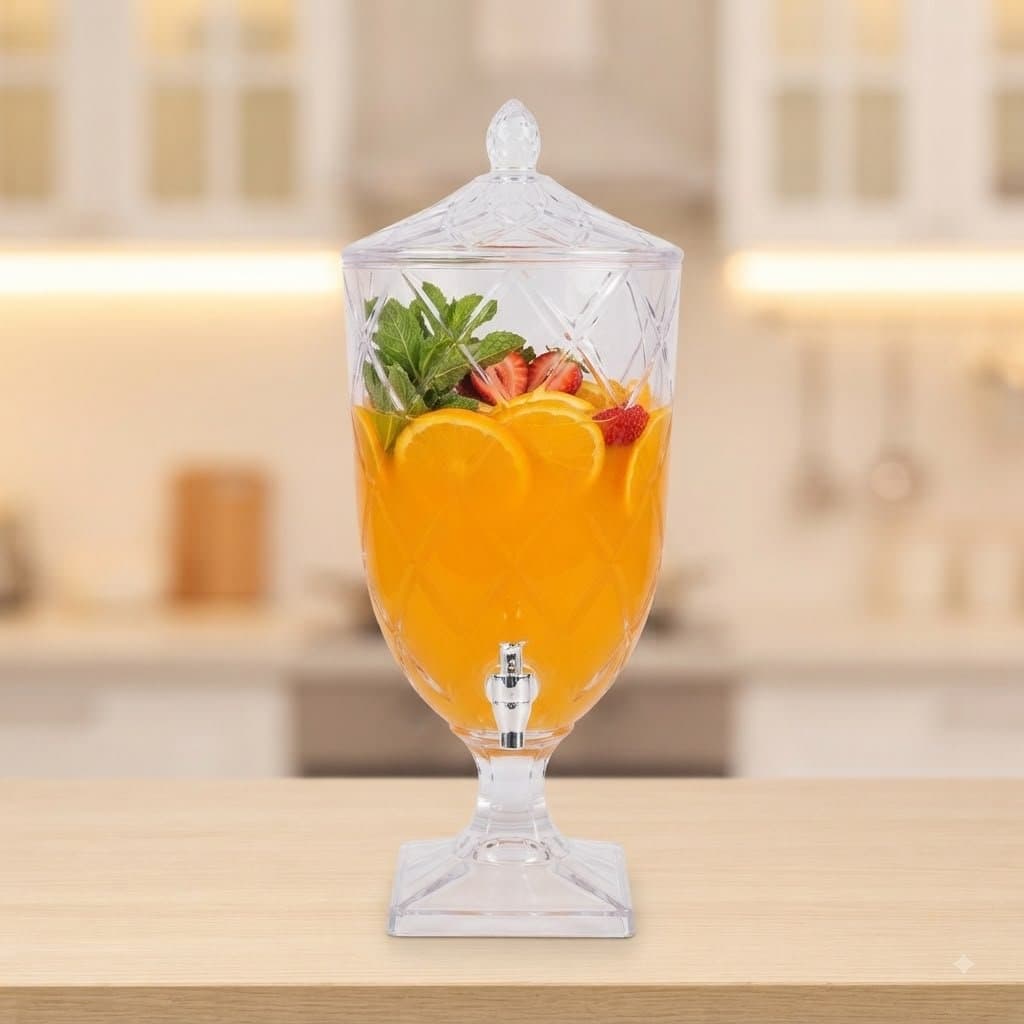 Suqueira Dispenser De Bebidas Acrílico Diamond 4,5 Litros Torneira