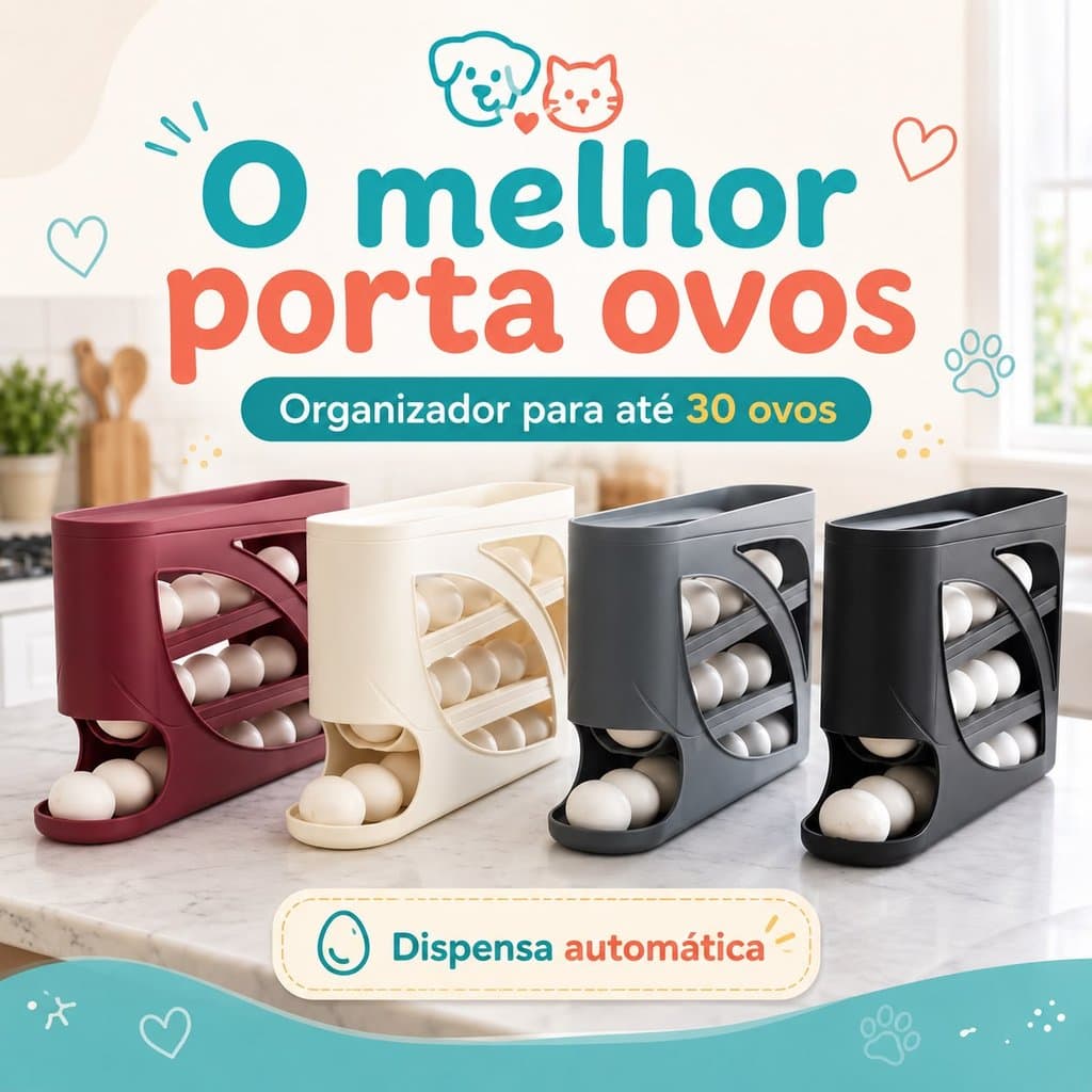 Porta Ovos Organizador Geladeira 4 Andares Sistema Automático Rolante Capacidade 30 Ovos