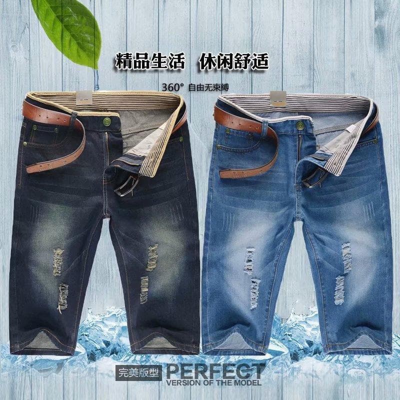 Shorts jeans masculino2024 fino de alta elasticidade shorts jeans retos shorts masculinos All-Match na moda solto calças