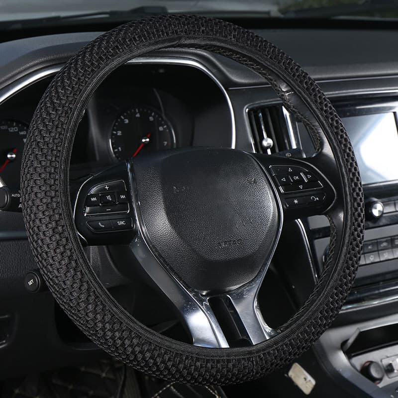 Rede de massagem de seda gelo capa de volante do carro Universal respirável sem anel interno elástico capa de volante