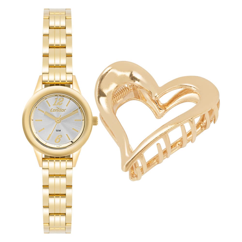 Kit Relógio Condor Feminino Mini Dourado - CO2035OBB/K4K