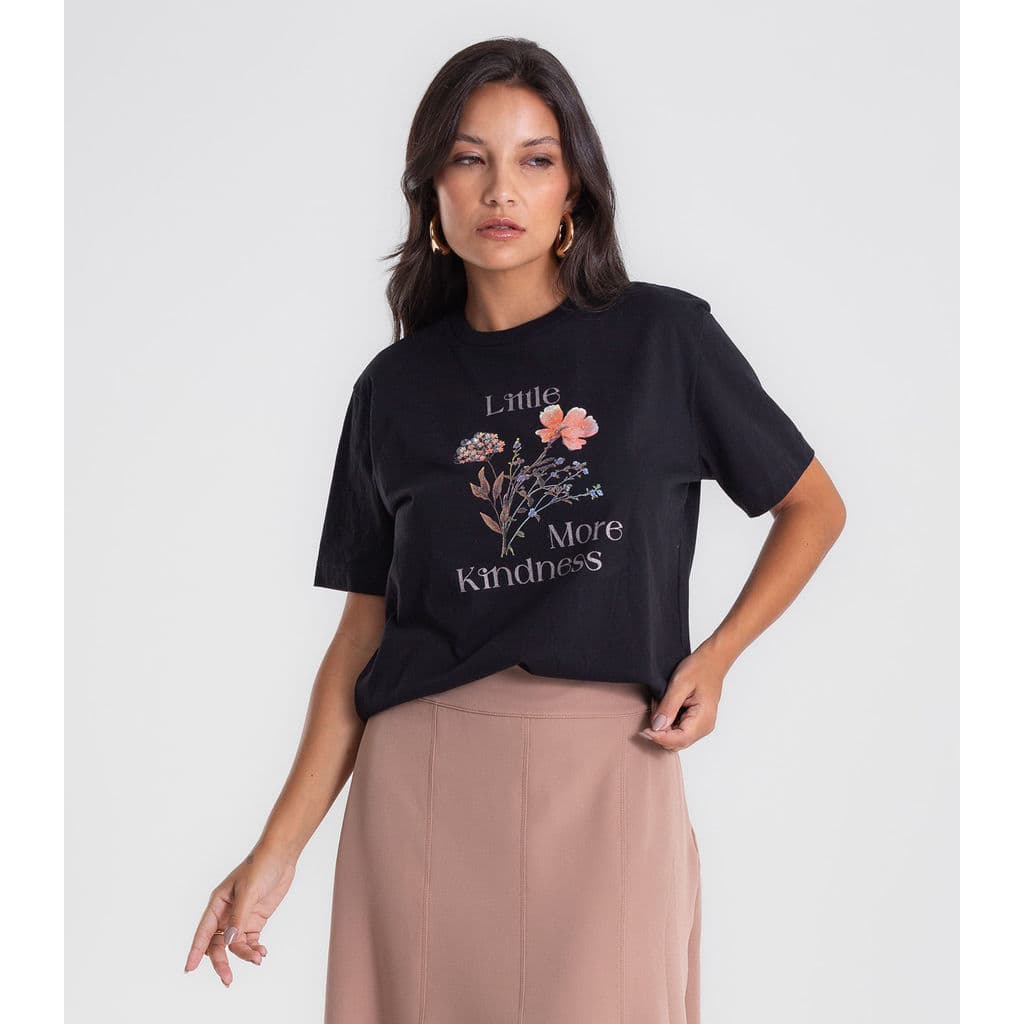 Camiseta T-shirt Feminina Com Estampa Endless Preto