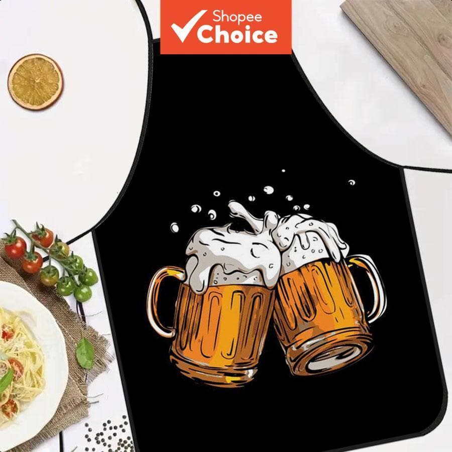Avental de cozinha com estampa divertida de caneca de cerveja, avental durável para cozinhar, assar, churrasco, café,
