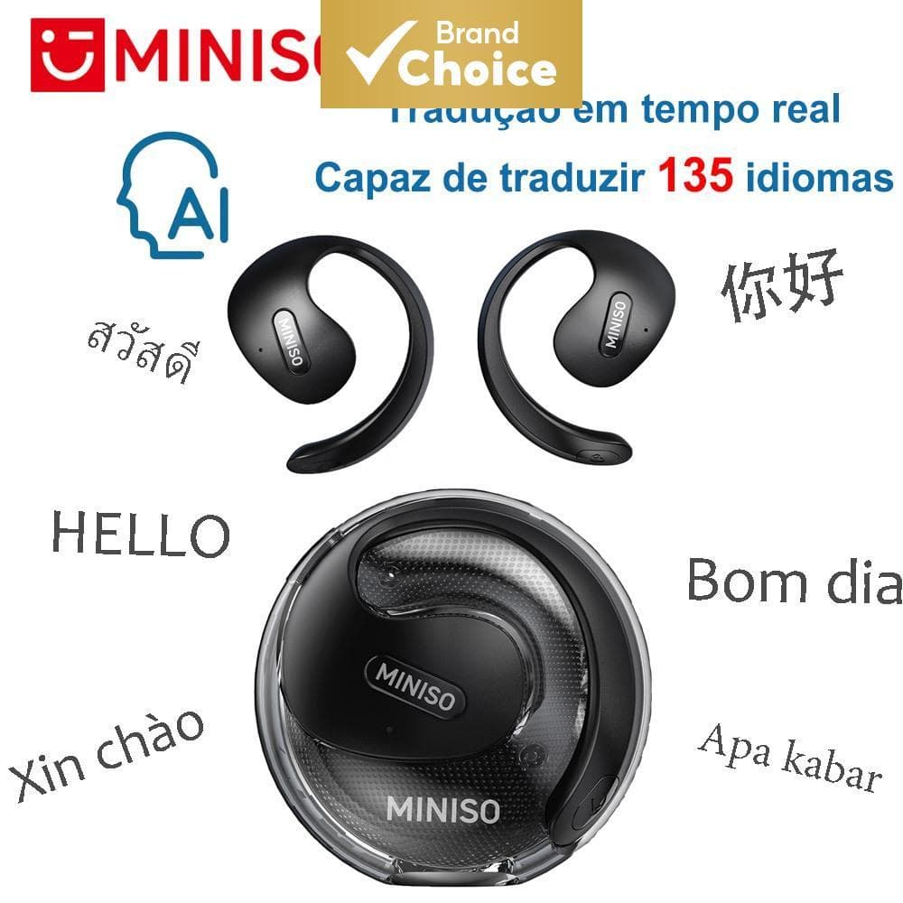 MINISO Fones de ouvido x15 Pro AI Smart, fones de tradução inteligente, fones de ouvido Bluetooth TWS sem fio, fones de