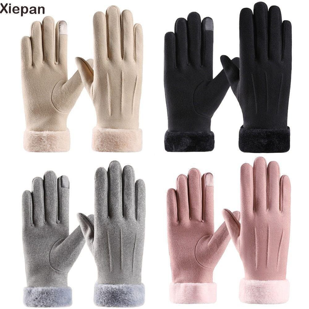 Luvas De Camurça XIEPANGO , Grossas De Pelúcia Condução Quentes De Inverno Femininas