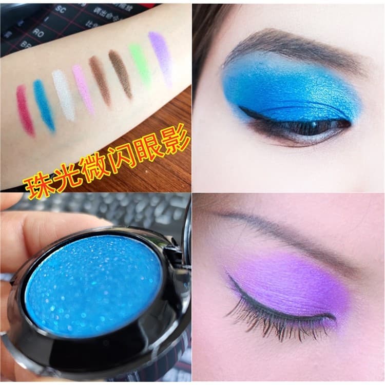 Paleta de sombras Micro-pisca perolada monocromática, maquiagem para palco de estudante, azul, grande, vermelho, maquiag