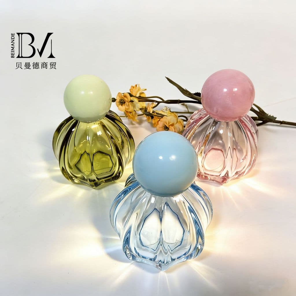 Frasco de perfume vazio em formato de abóbora, de vidro transparente colorido, 50ml, frasco de perfume LAEE