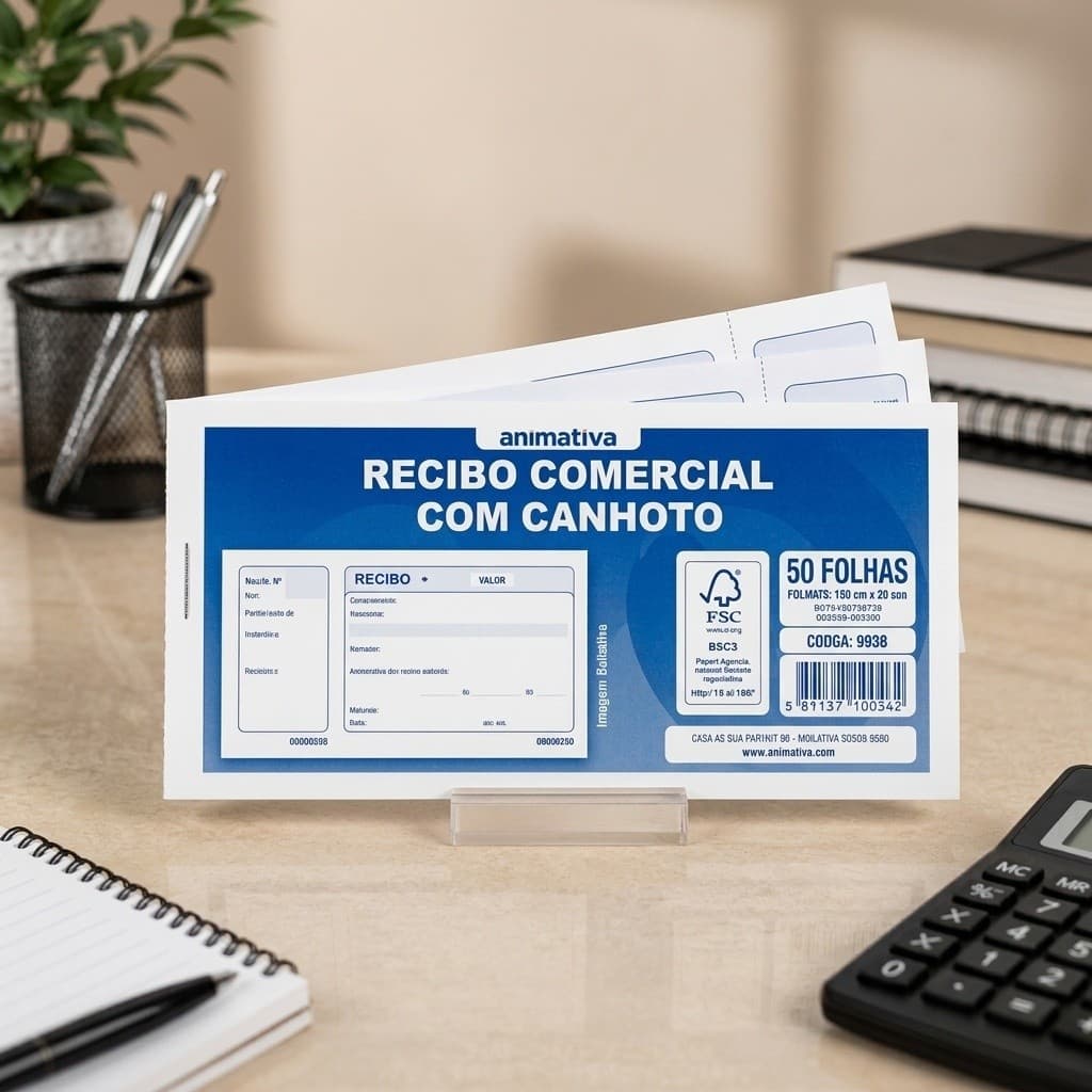 Bloco Controle Recibo 50 Folhas Azul Papel Padrao Escritório Comprovante Financeiro