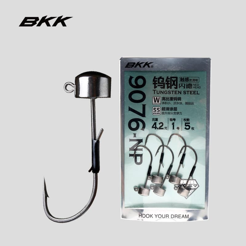 BKK Gancho Ned de Aço de Tungstênio NED9076 Copo Cabeça de Cogumelo Cabeça de Chumbo Gancho de Peixe Preto Pit Flutuante