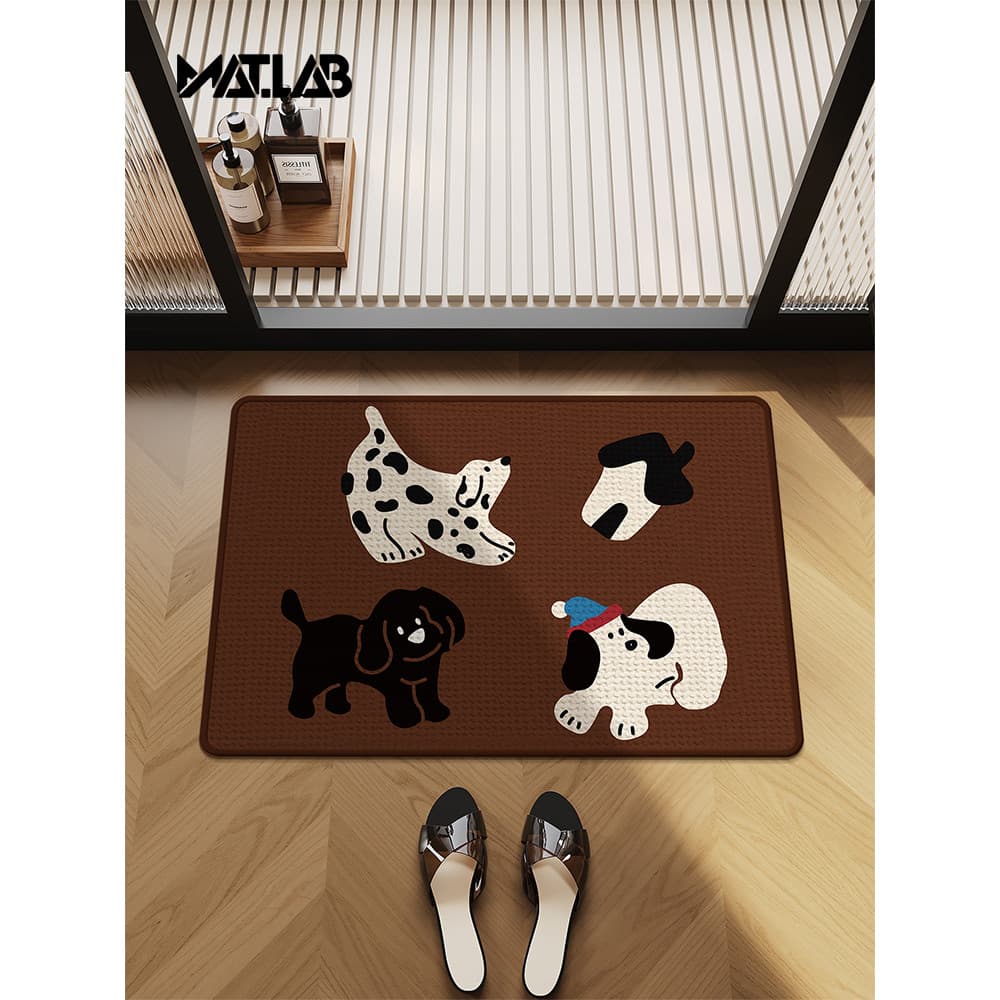 Banheiro dos desenhos animados Animal imitação de cânhamo tapete do banheiro antiderrapante tapete de secagem rápida pé