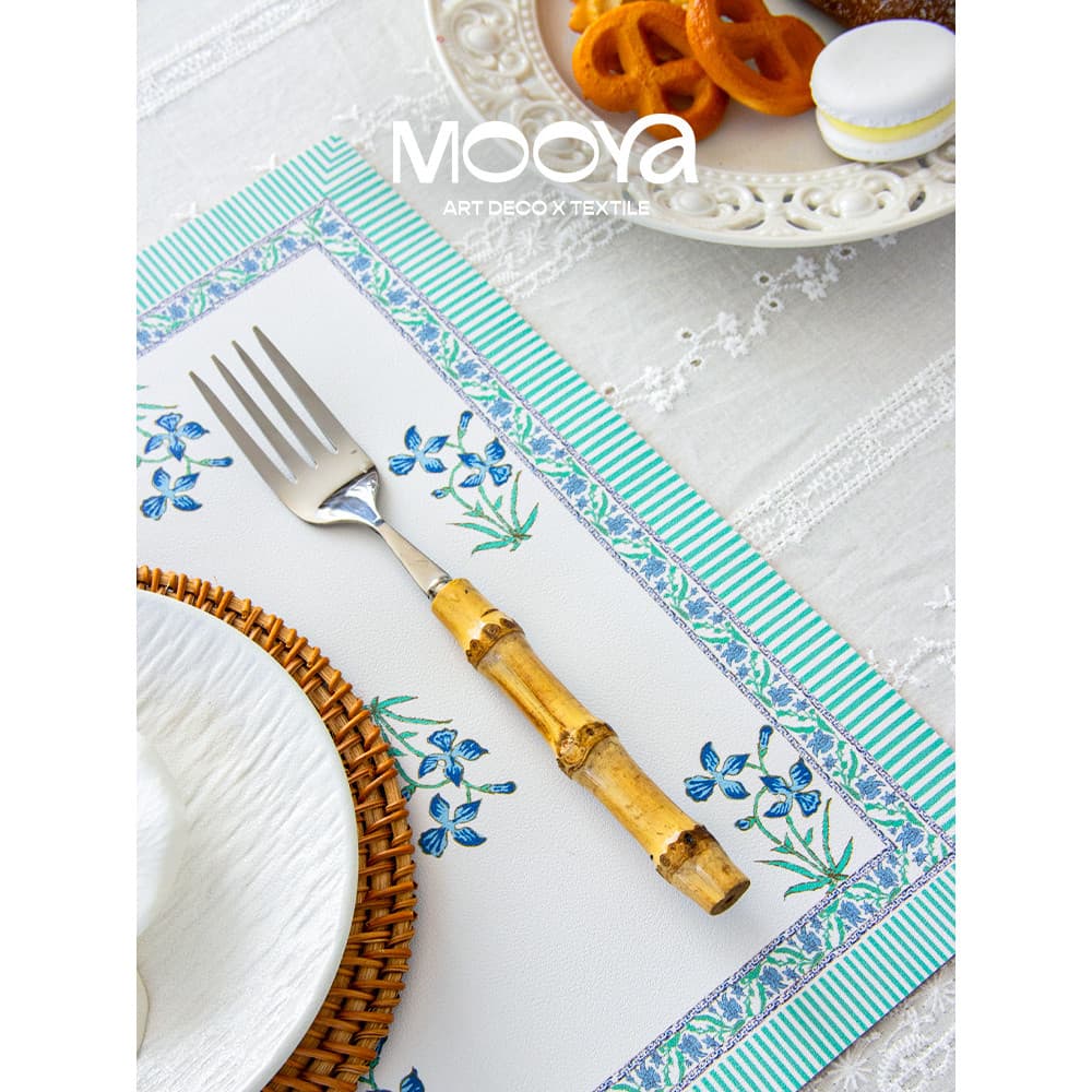 MOOYA jardim traseiro francês azul ocidental Placemat PVC mesa de jantar tapete de Mouse Premium Anti-incrustante à prov