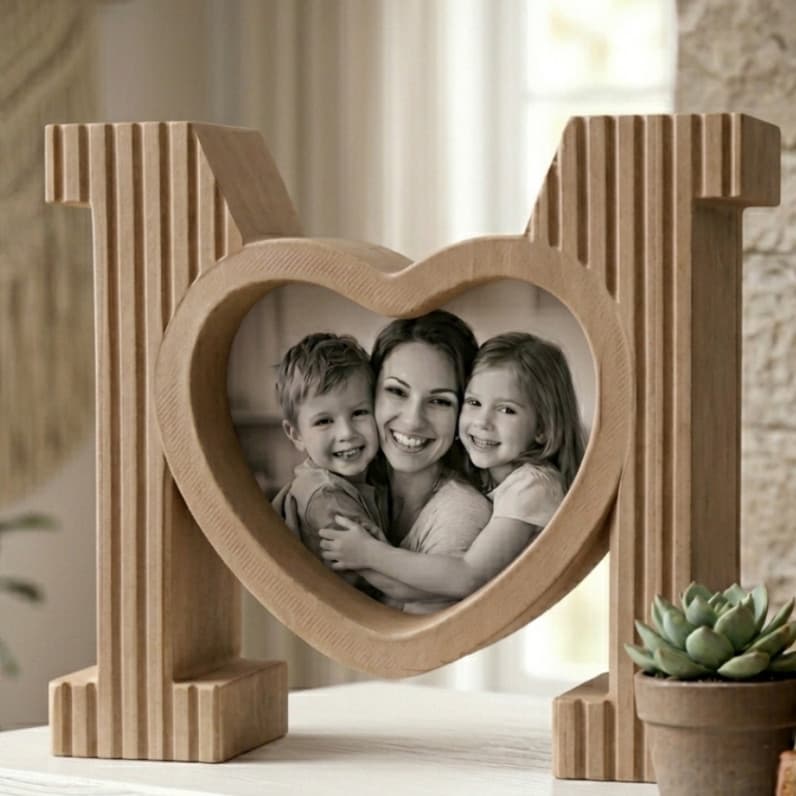 Porta-Retrato Decorativo Letra M– Porta Foto Personalizado Mãe,Família | Decoração Moderna, Presente Criativo, Sala