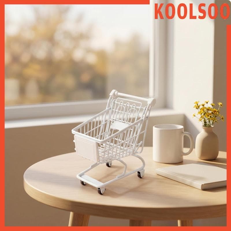 [Koolsoo] Mini Carrinho De Armazenamento Portátil , Malha De Arame , Cesta Organizadora De Mesa Para Vaidade E Espaço De