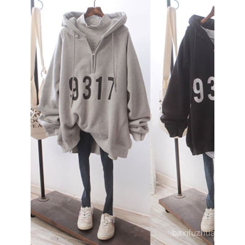 Mulheres outono inverno 2023 novo estilo versão coreana estilo Harajuku bf solto tamanho grande meio zíper forro de lã m