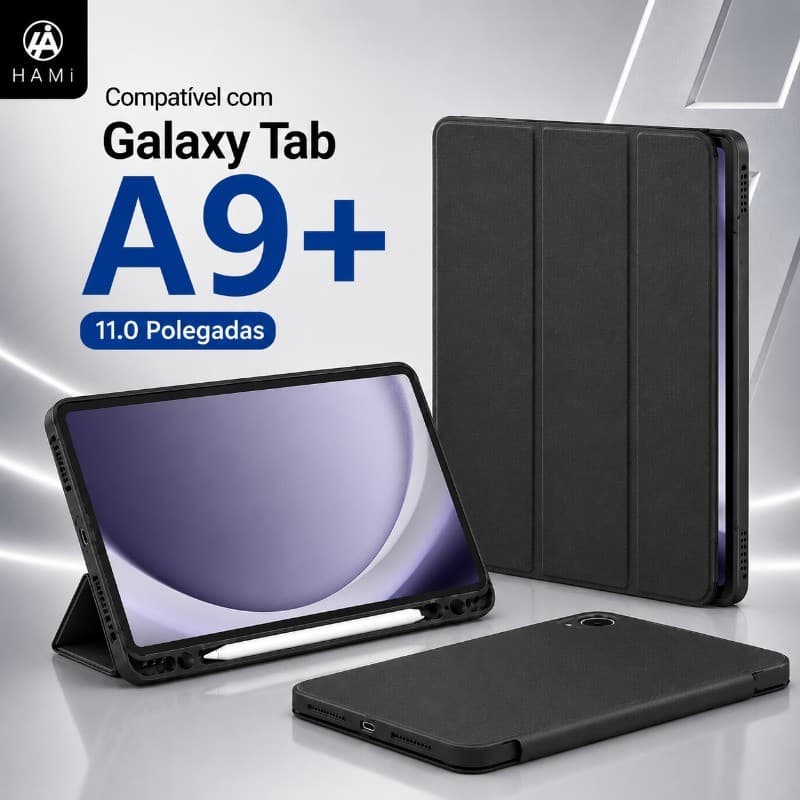 Capa para Samsung Galaxy Tab A9+ Plus 11” 2023 com Porta Caneta, TPU Macio, Sleep Wake e Suporte