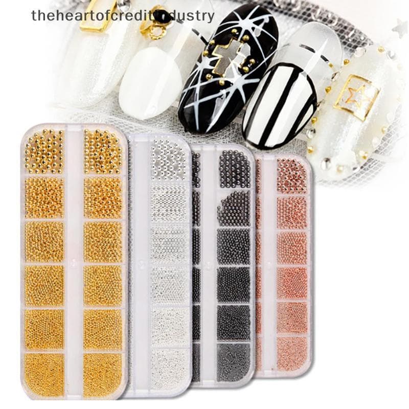 6 Grades 3 Tamanhos De Aço Inoxidável Caviar Grânulo Decorações Da Arte Do Prego Ouro Prata Jóias Manicure DIY Decoração