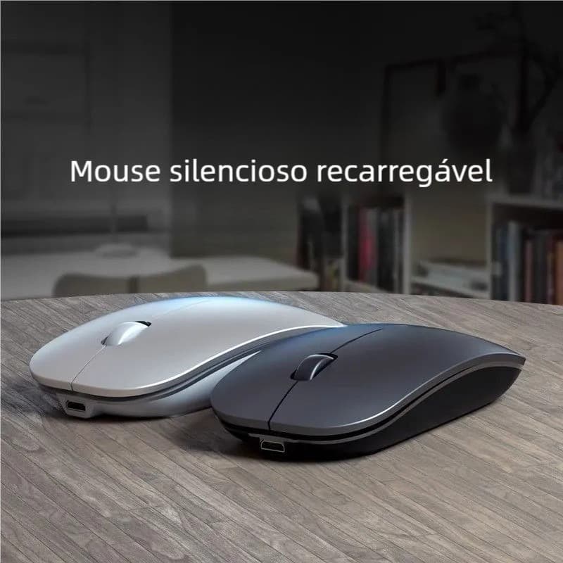 Mouse sem fio Bluetooth recarregável com carregador tipo C