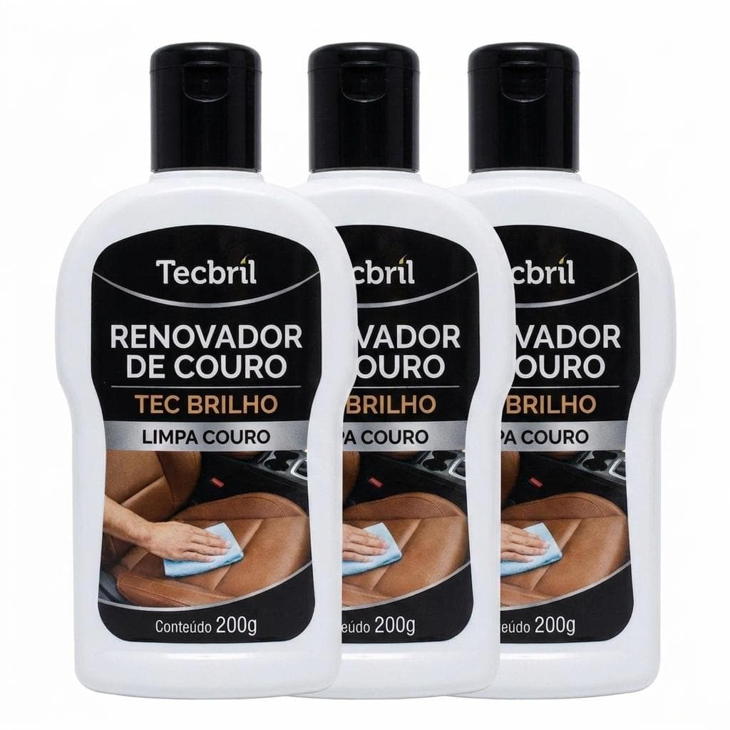 Kit 3 Renovador de Couro Tecbril 200g para Proteção e Brilho