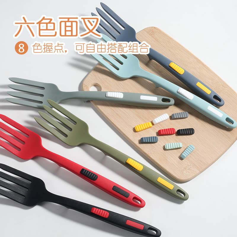 (Cassiopeiahg) Utensílios De Cozinha Flexíveis Multifuncionais Servidor De Espaguete Garfo De Silicone Garfos De Salada