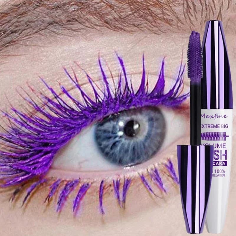 Máscara Colorida De Volume 5D , Estilo De Longa Duração , À Prova D'água , Secagem Rápida , Azul Roxo Ondulação Alongame