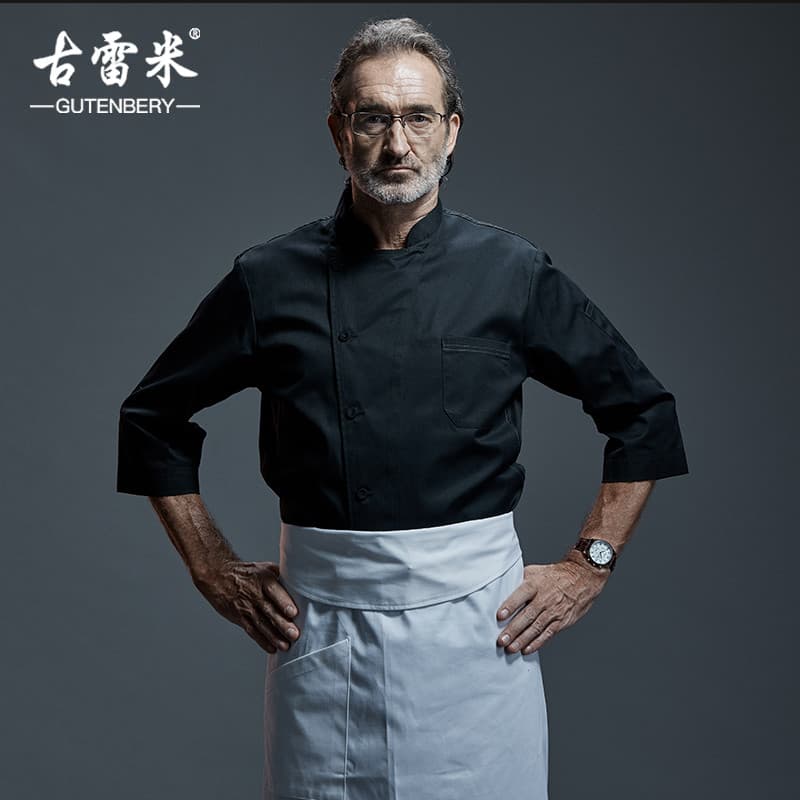 Guremi chef roupas de trabalho das mulheres dos homens outono inverno manga três quartos Hotel restaurante Catering cozi