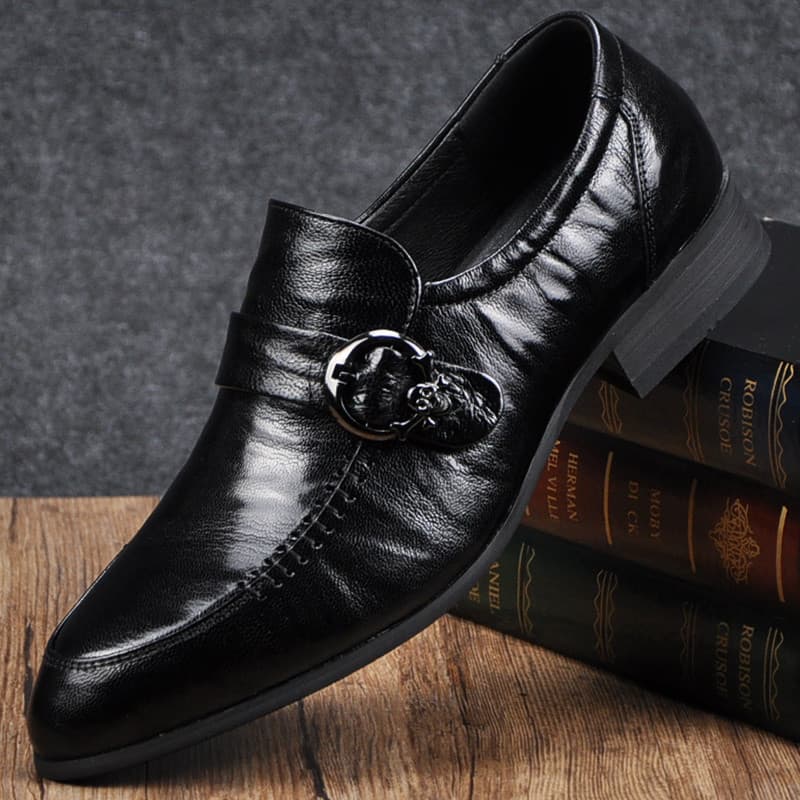 Sapatos masculinos de pele de carneiro de camada superior versão coreana sapatos da moda britânica quatro estações couro