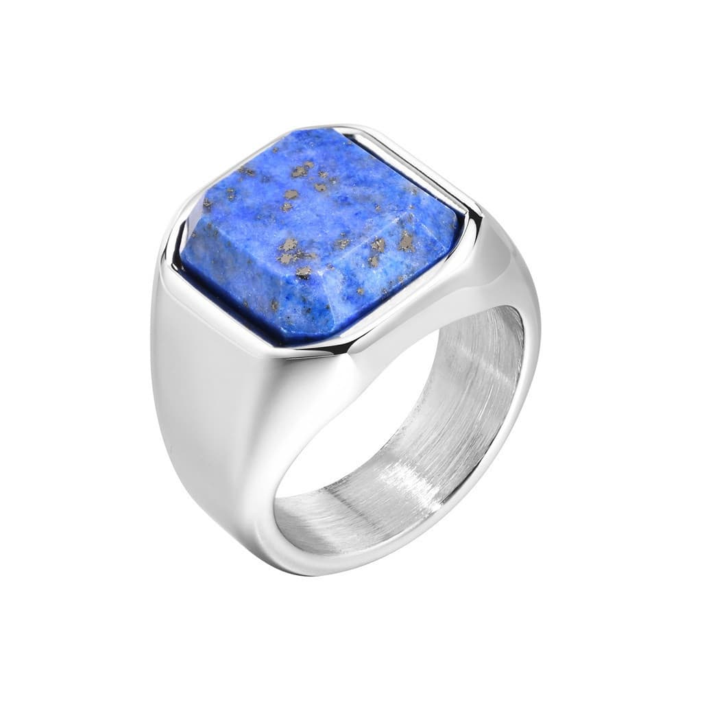 Vnox Elegante Anéis De Sinais De Pedra Natural Quadrada Para Homens , Anel De Dedo De Metal De Aço Inoxidável Jóias De P