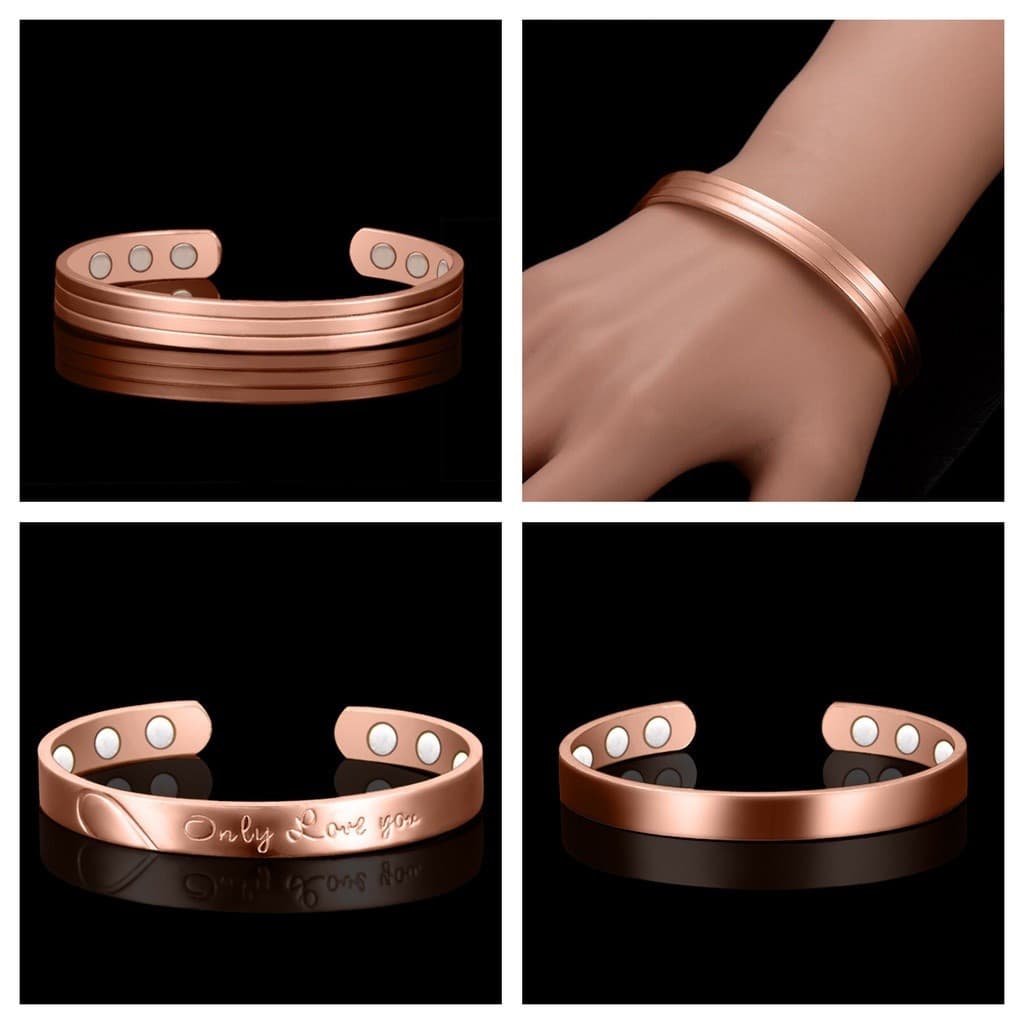 Pulseira de Terapia Magnética de Cobre Puro Saudável 2019, Unissex, Pulseira de Terapia Magnética para Casais GYAG