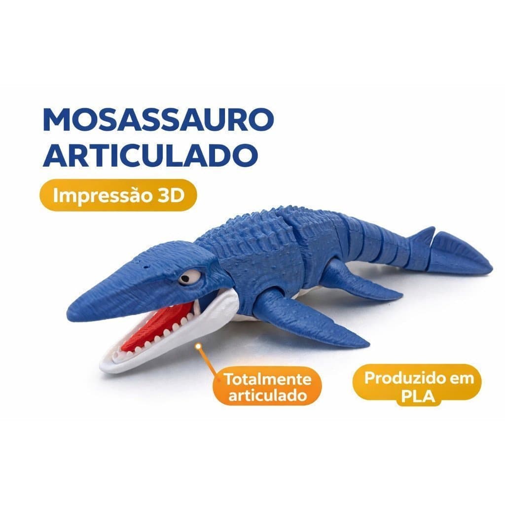 Brinquedo Colecionável de Dinossauro Mosassauro Articulado Flexível em PLA Impresso em 3D 27cm LQQG