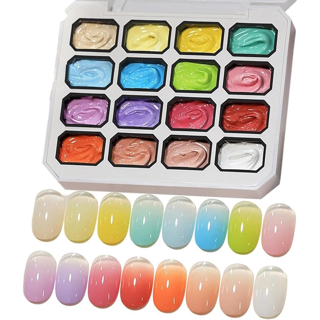 Paleta de tinta em gel de 16 cores |         Esponja para aplicação de esmalte em gel, pigmento de alta concentração, u