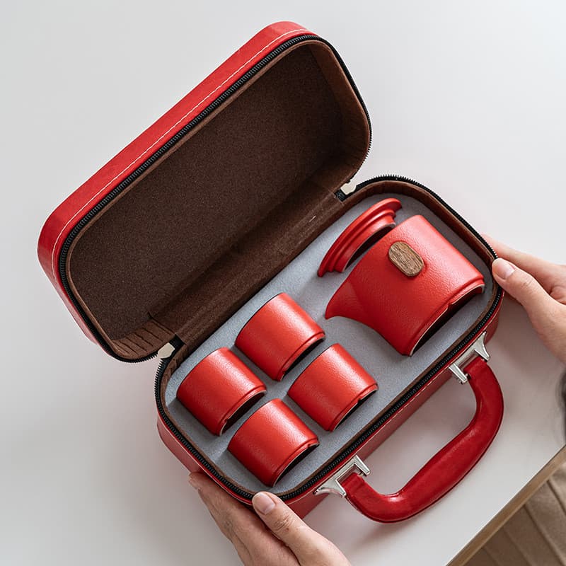 Conjunto de chá de cerâmica, portátil, para uso externo, viagens, simples, 3 cores